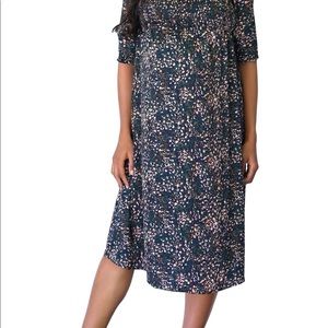 Ingrid and Isabel smocked square neck maternity dress